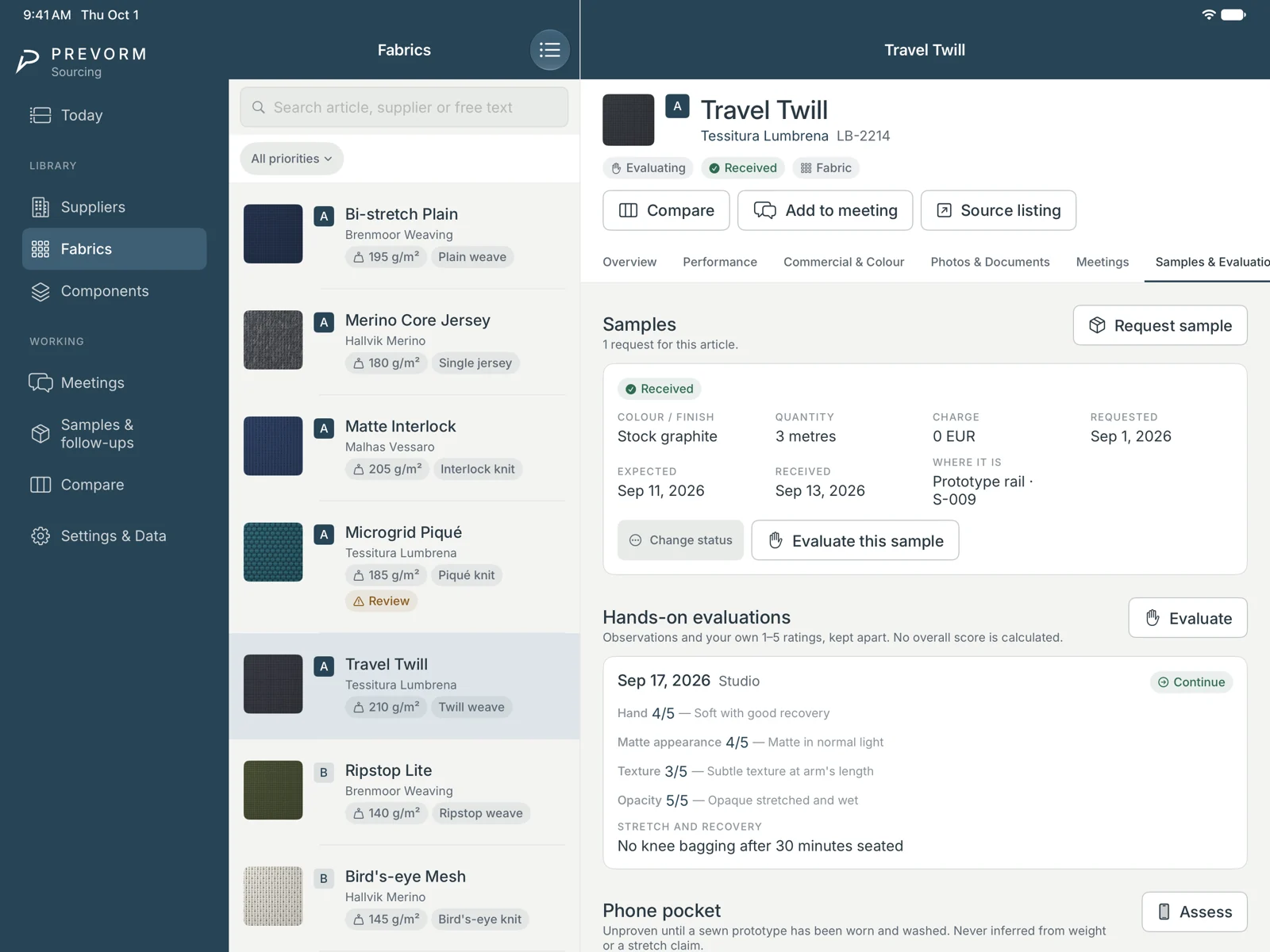 PREVORM sample tracking and hands-on evaluation